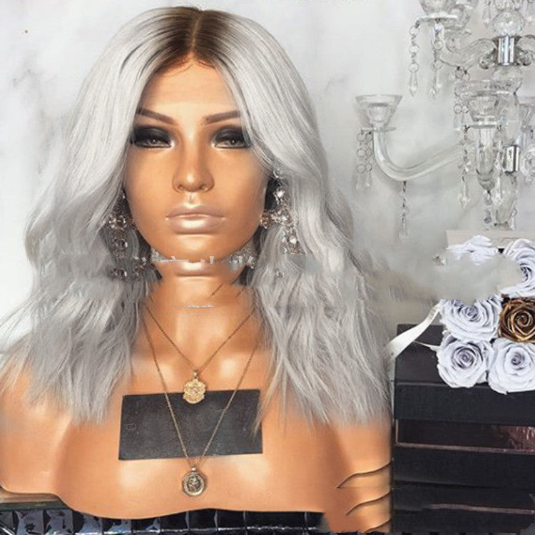 Manufacturer European And American Women's Black And Gray Mixed Color Mid-Point Wigs, Long Hair, Micro-Volume Chemical Fiber Hair Wigs Manufacturer European And American Women's Black And Gray Mixed Color Mid-Point Wigs, Long Hair, Micro-Volume Chemical Fiber Hair Wigs